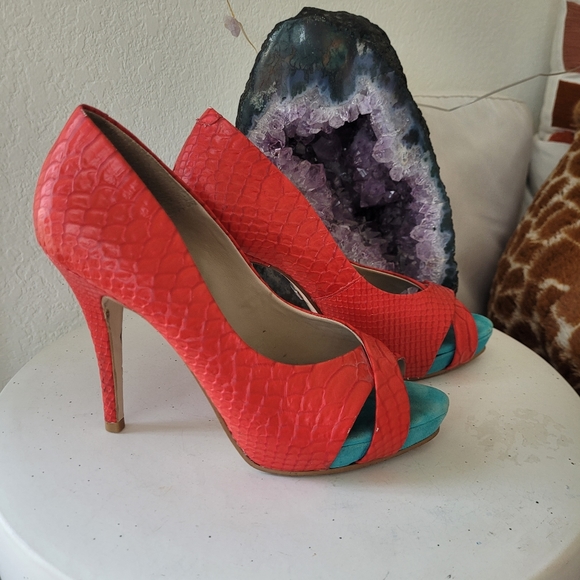 BUFFALO BRAND REAL LEATHER OPEN TOE HIGH HEEL - Picture 6 of 7